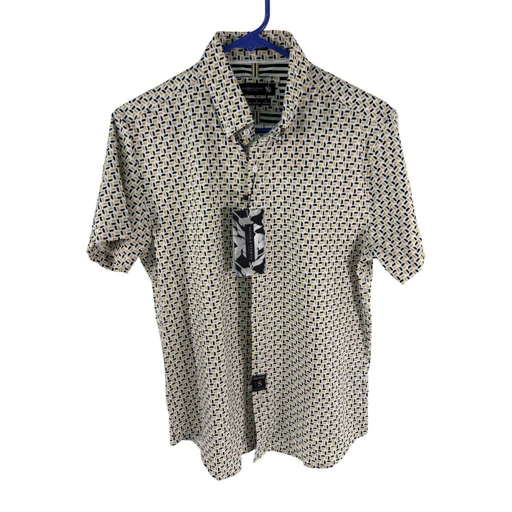 Denim & Flower Ricky Singh Men's S Geometric Short Sleeve Casual Button-Down Shi